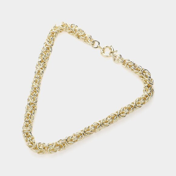 BEST SELLER! 14K Gold Plated Chunky Byzantine Necklace - Picture 2 of 2